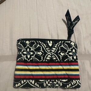 Vera Bradley Black and Red Cosmetic Bag with Geometric Design